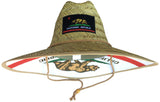 Headchange Wide Brim Straw Lifeguard Hat Black California Republic Flag