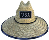 Headchange Big Brim Rush Straw Lifeguard Hat USA Black Flag Underbrim UPF