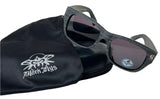 Rare Vintage Black Flys CA Boss Fly Polarized Wayfarer Sunglasses Grey Wood Grain