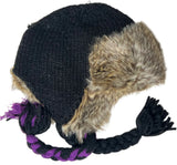 Vintage Nobis Ms Eve Knit Beanie Faux Fux Ear Flap Aviator Hat