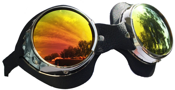 vintage motorcycle goggles Classic Round Lens Moto Goggles Motorcycle Interchangeable Lenses – headchange.com