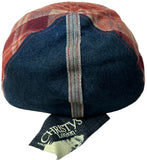 Vintage Christys' Crown Flannel & Denim Scally Cap 6 Panel Pub Hat