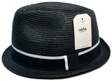 Vintage Stingy Brim Paper Straw Fedora by Odds in Black