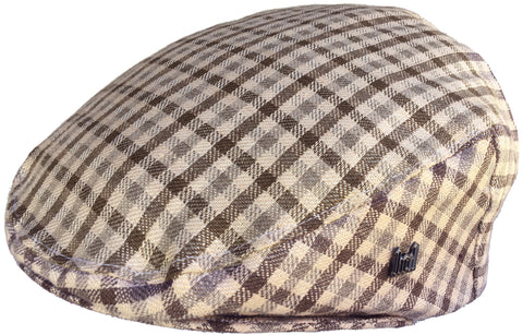 Headchange Made in USA Brown Plaid 100% Linen Ivy Cap