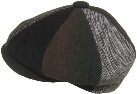 Broner Made in USA Wool Patchwork 8/4 Gatsby Cap Woolrich Newsboy Hat