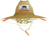 Headchange Wide Brim Straw Lifeguard Hat White California Republic Flag